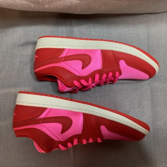 FB9893-600 Nike Air Jordan 1 Low SE Pink Blast Chile Red Sail (Women's) - Picture 10 of 12